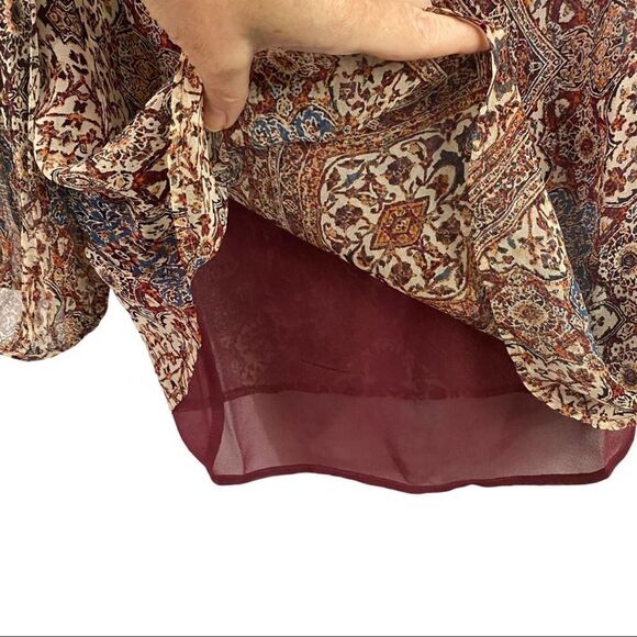 Ella Moss Long Sleeve Graphic Silk Blouse Size XS - Picture 9 of 9
